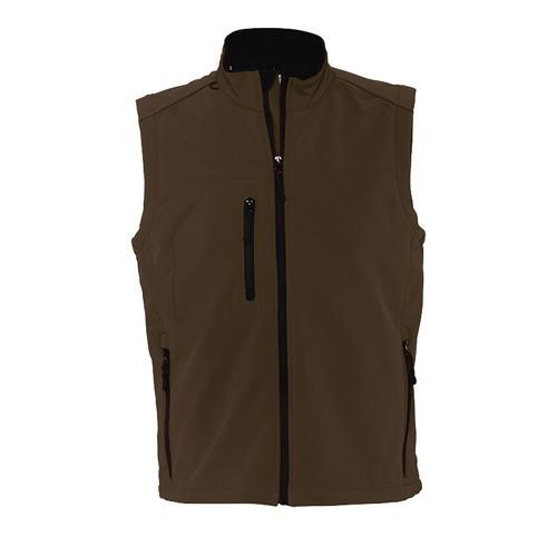 VESTE SANS MANCHE HOMME ZIPPÉE SOFTSHELL EN POLYESTER CHOCOLAT FONCE