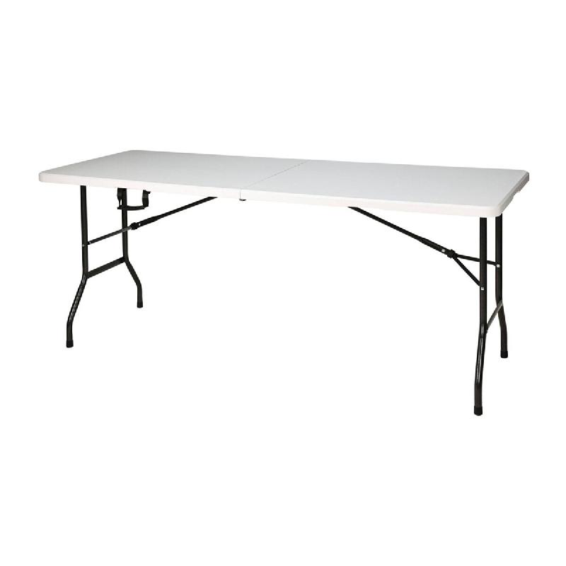 WellHome - Table pliante blanche 180x70x74cm avec mécanisme de verrouillage automatique - blanc acier WH15239_0