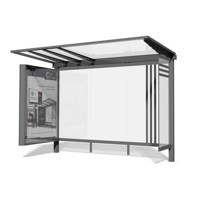 Abri bus twin / structure en aluminium et acier / bardage en verre securit / avec banquette / 350 x 155 cm_0