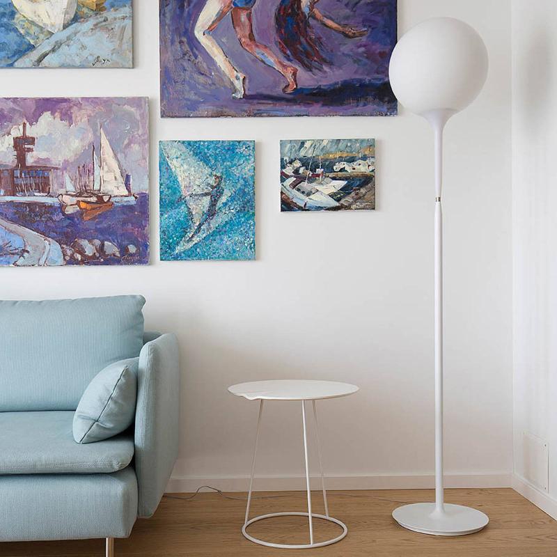 ARTEMIDE CASTORE LAMPADAIRE ABAT-JOUR VERRE Ø35CM