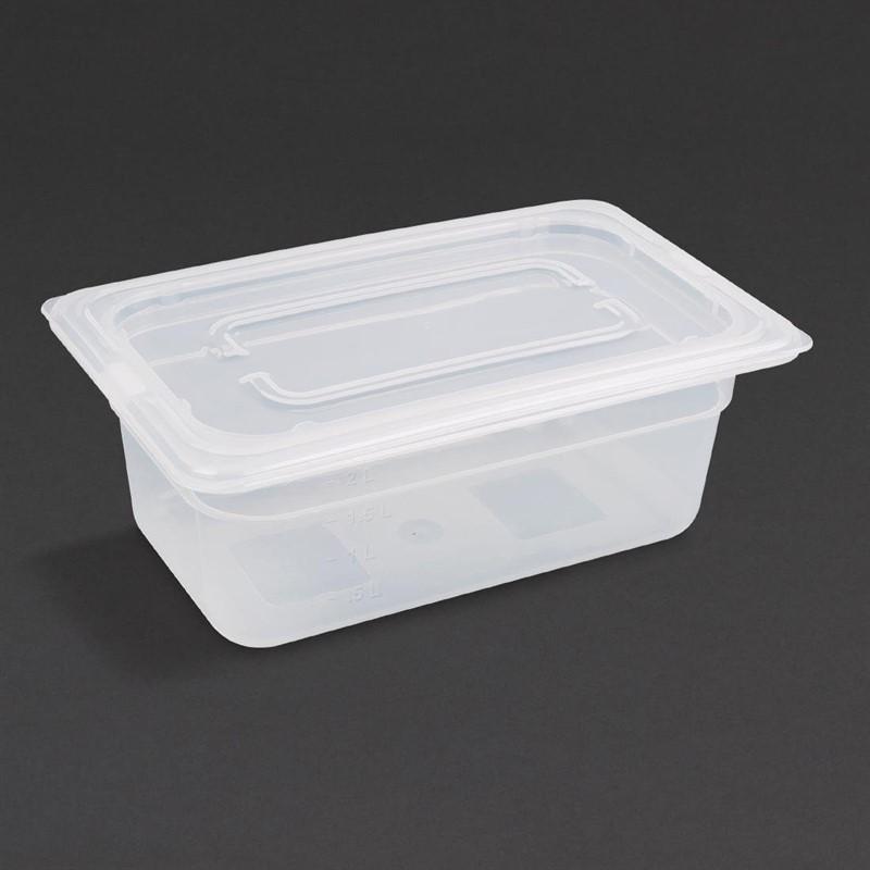 Bac en polypropylène GN1/4 100mm - GJ523 - 2,5L - Température -40°C à +70°C - Plastique blanc_0