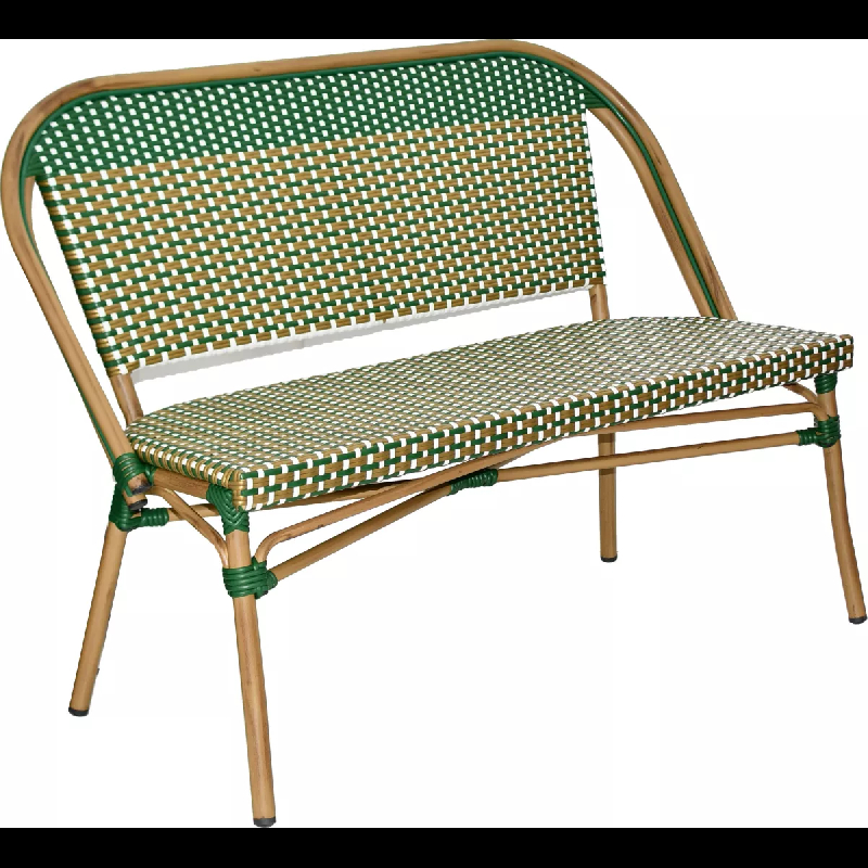 Banquette YZEURE - Aluminium, Rotin, Tressage Nylon - Extérieur, Style Bistrot_0