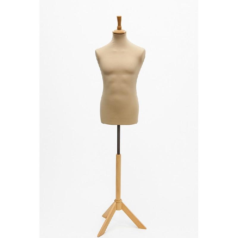 Buste Homme Couture Écru sur Pied Tripode Hêtre_0