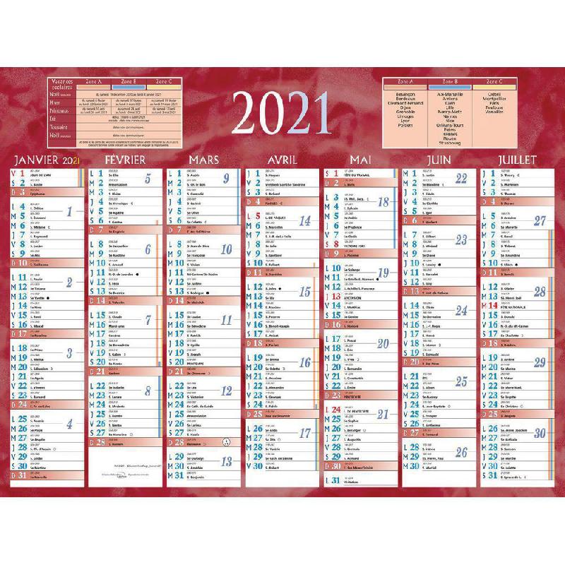 CALENDRIER BANCAIRE ROUGE - 32 X 42 CM - 2024