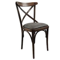 Chaise CROSS YORK Vintage en bois style bistrot pour intérieur - TIGAONE - marron 3701680320569_0