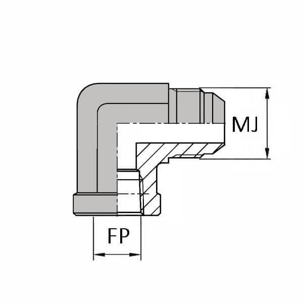 Coudes - 90° mâle JIC - X femelle NPT - 7/16' , 11.11 , 1/4' , 13.61_0