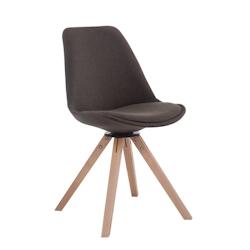 Décoshop26 - Chaise de salle à manger x1 chaise visiteur assise pivotant à 360° en tissu gris foncé piètement en bois carré clair 10_0003475 -_0