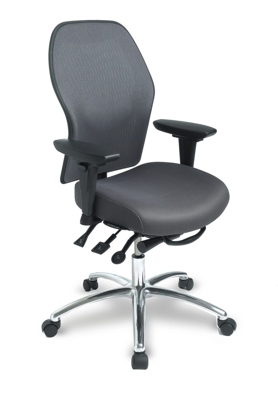 Fauteuil de bureau ecoCentric - ergoCentric - dossier à mailles réglable - base en aluminium poli de 26 po_0