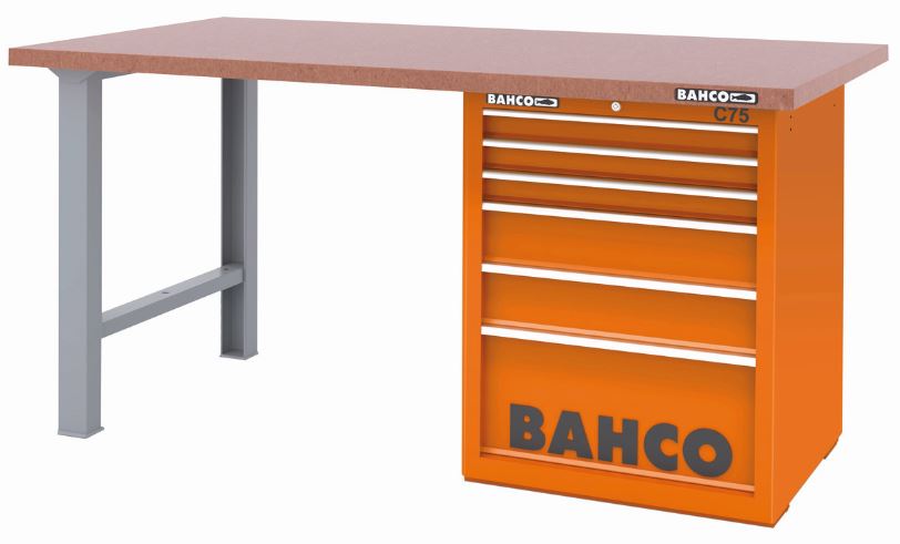 Établi usage intensif avec plateau MDF robuste, 2 pieds, 6 tiroirs de rangement - 1495KH6WB15TD_0