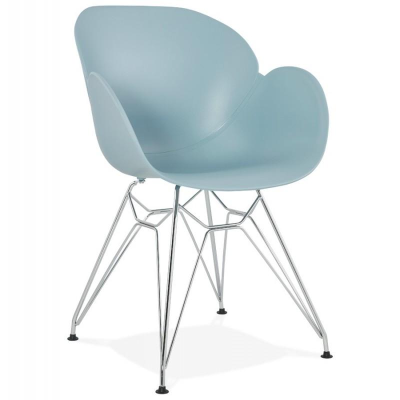 Fauteuil design Katana 82 cm bleu - Paris Prix - Polypropylène & métal chromé - Hauteur d'assise 44 cm_0
