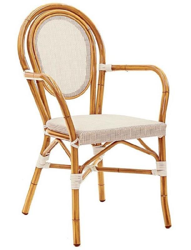 Fauteuil Sete/RS - Structure aluminium verni imitation rotin - Assise et dos en Batyline_0