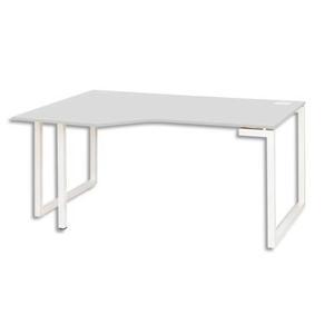 Bureau d'angle Gautier Office - plan compact avec retour gauche - pied cadre Sunday gris - L160/60 x H73 x P105/80 cm_0