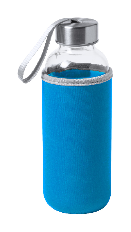 Gourde de sport en verre - 420 ml - Néoprène rouge avec dragonne_0