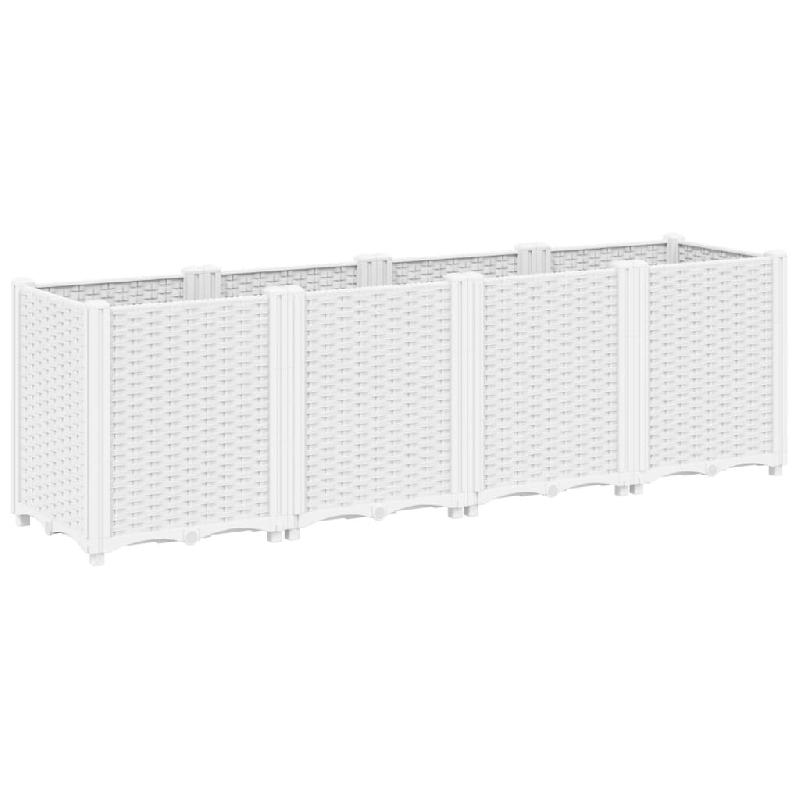 Helloshop26 - Jardinière bac lit surélevé plantes fleurs terrasse jardin 160 x 40 x 53 cm polypropylène blanc 02_0037460 - 3000214248103_0