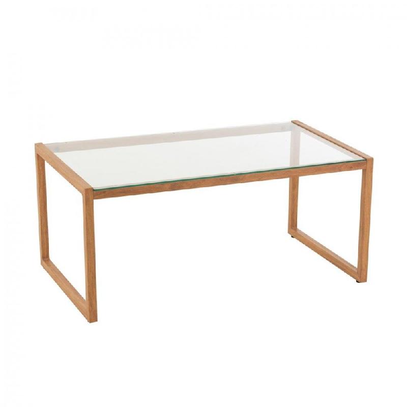 LIVIE - Table basse rectangulaire en métal et verre de sécurité, finition naturelle_0