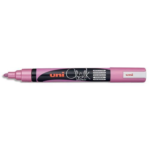 MARQUEUR CRAIE UNI-BALL CHALK MARKER - POINTE OGIVE MOYENNE 1,8-2,5MM - COLORIS ROSE METAL