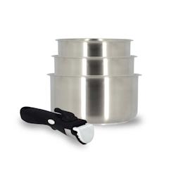 Menastyl - Set 4 Casseroles Iris En Acier Inoxydable+poignee Induction 16/18 Et 20cm - 3256391021699_0