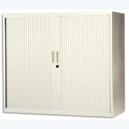 MT INTERNATIONAL ARMOIRE BASSE MÉTAL MONOBLOC CORPS ET RIDEAUX BEIGE 2 TABLETTES - DIM. 120X102X43 CM