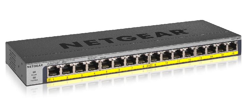 Netgear GS116PP Non-géré Gigabit Ethernet (10/100/1000) Noir Connexion Ethernet, supportant l'alimentation via ce port (PoE)_0