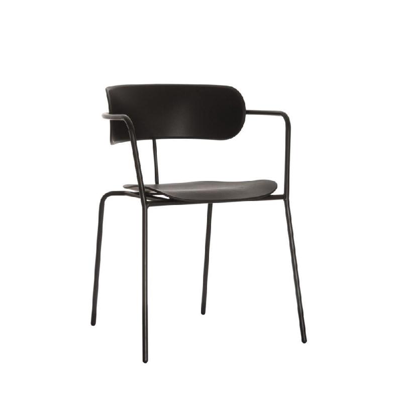 PAPERFLOW CHAISE BISTRO POLYPROPYLENE - NOIR - LOT DE 4