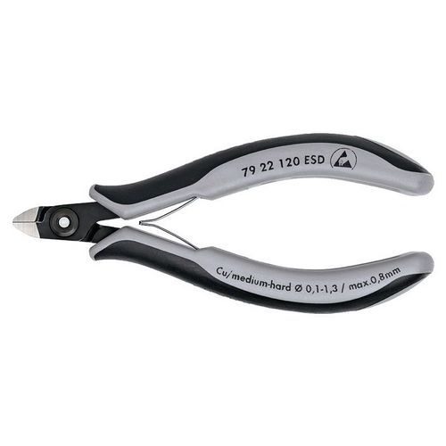 PINCE COUPANTE MINI-TÊTE SANS BISEAU 120MM - AVEC RESSORT - ESD - KNIPEX