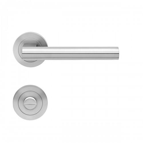 POIGNÉES DE PORTE SUR ROSACES RONDES SÉRIE ER 45 MADEIRA - INOX SATINÉ - À CONDAMNATION KARCHER DESIGN