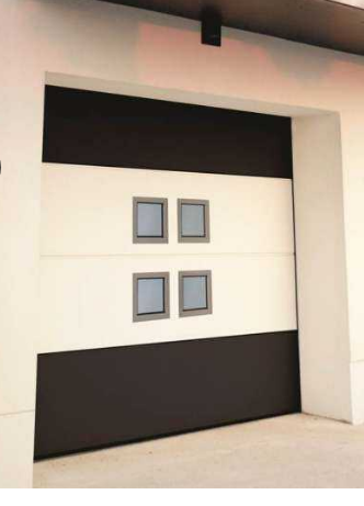 Porte de garage sectionnelle Miami By Me - motorisée - ouverture plafond - acier double paroi avec mousse polyuréthane - hublot - isolation thermique_0