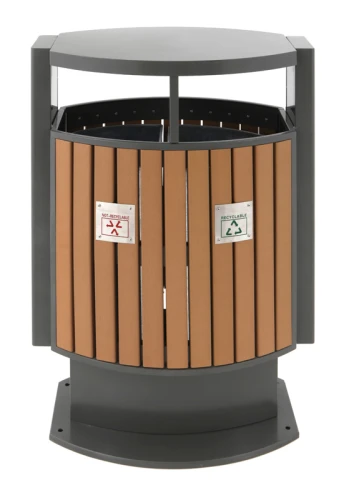 Poubelle extérieur tri sélectif 2×39 L - Look bois - OFFERT : 250 sacs de 110 L_0