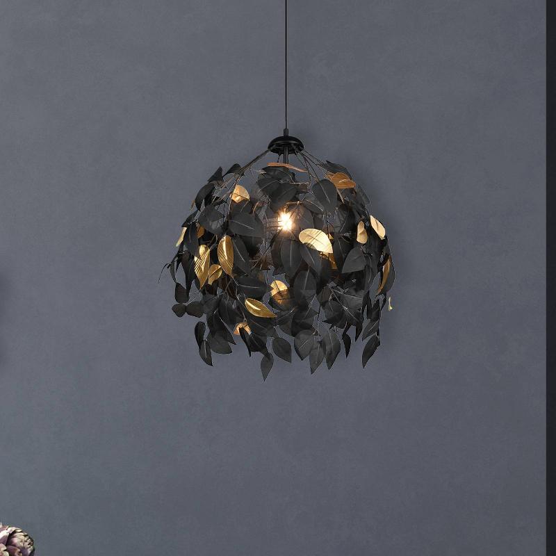 REALITY LEUCHTEN SUSPENSION LEAVY, NOIR/OR, Ø 38 CM, PLASTIQUE