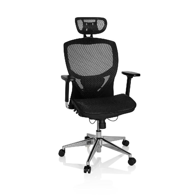 Siège de bureau / Fauteuil de direction VENUS ONE, Tissu maille noir hjh OFFICE - noir polyester 657000_0