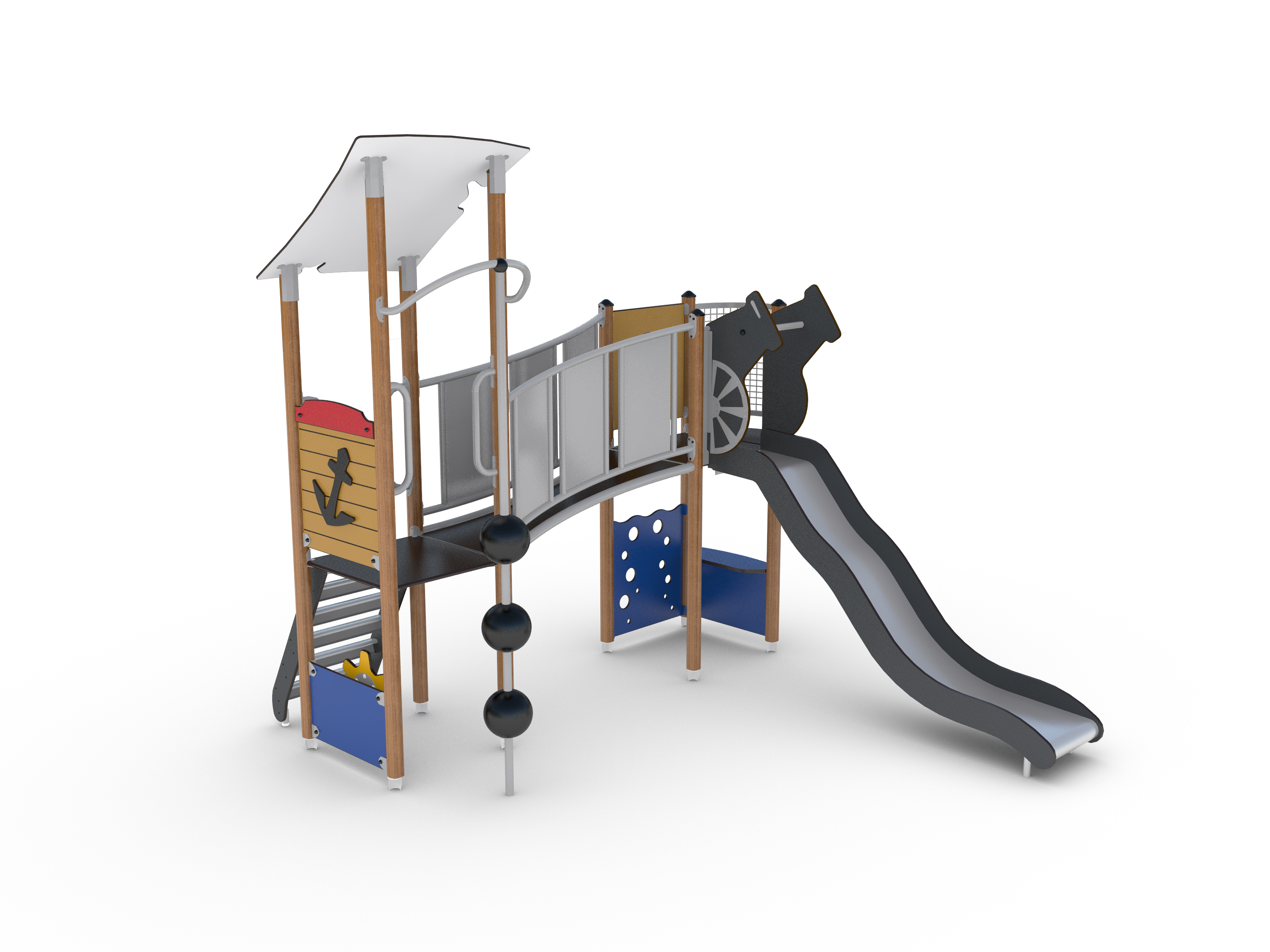 Structure multi-jeux 3 à 5 ans - UniMini Amorette 8057443 - Hags, poteaux bois et panneaux HPL_0
