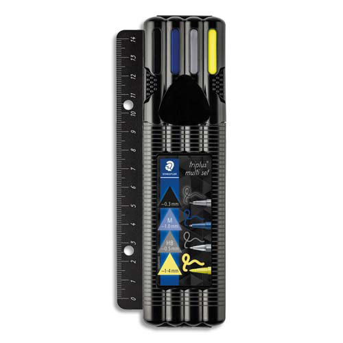 STYLOS AVEC REGLE STAEDTLER - LOT DE 4 - BLACKBOX TRIPLUS