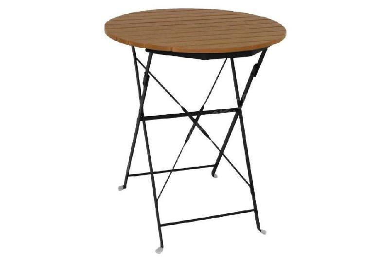 TABLE DE TERRASSE PLIANTE RONDE IMITATION BOIS BOLERO - Ø 600 MM