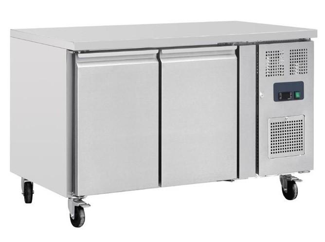 Table de travail réfrigérée 2 portes - 228L - Inox - Froid ventilé - Équipée de roulettes_0