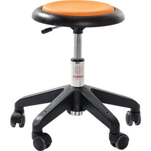 TABOURET MICRO OCTOPUS - IMITATION CUIR - BAS - ORANGE - GLOBAL PROFESSIONAL SEATING