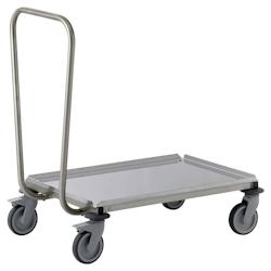 Tournus Equipement - Porte-plateaux inox avec dosseret boulonné - 800130 - Châssis tube inox, charge 150 kg, roues pivotantes_0