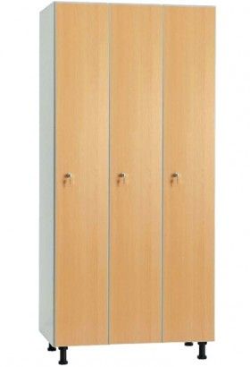Vestiaire mélaminé hydrofuge L1200 - Merial - 3 portes - réf. MHV-40/3C - monobloc, pieds PVC_0