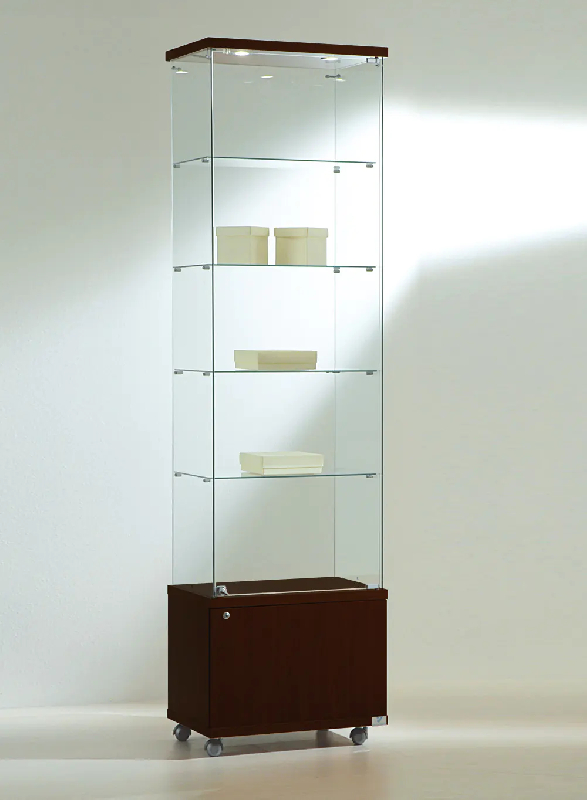 Vitrine haute meuble bas 6/22MVA - verre trempé - wengé - 4 tablettes amovibles - porte avec serrure_0