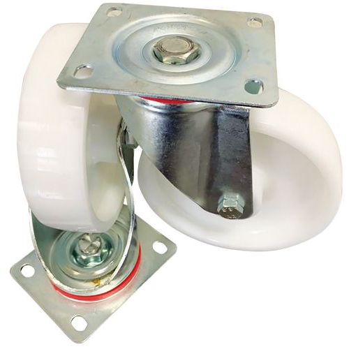 2 ROUES PIVOTANTES ET 2 FIXES - POLYAMIDE Ø 175 MM - MANUTAN