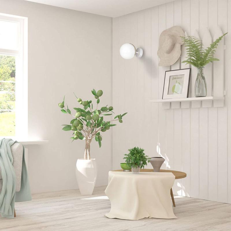 EKO-LIGHT APPLIQUE SFERA 1 LAMPE, VERRE/BLANC/BOIS
