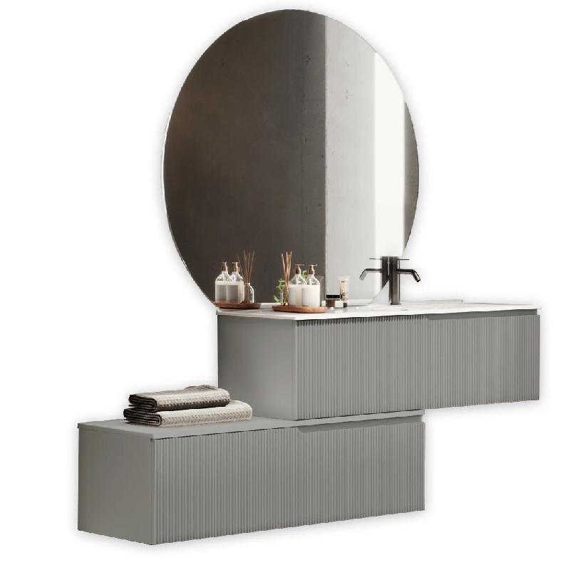 AQA Design Composition de salle de bain en MDF avec baignoire à droite 4 pièces VENERE mat grey L.200 P.45 H.190 MPVE54-GRI - gris Bois manufacturé_0
