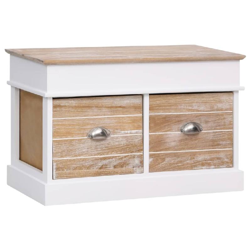 Banc banquette d'entrée - 70 x 35 x 45 cm - Bois de Paulownia - 02_0010775 - Avec rangement 2 tiroirs et 2 compartiments_0