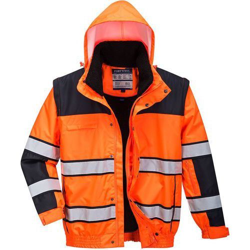 BLOUSON HAUTE-VISIBILITÉ 3 EN 1 C466 NOIR/ORANGE M - PORTWEST