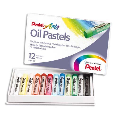 BOÎTE DE 12 PASTELS À L'HUILE DIAMÈTRE 8 MM, COULEURS ASSORTIES - LOT DE 9