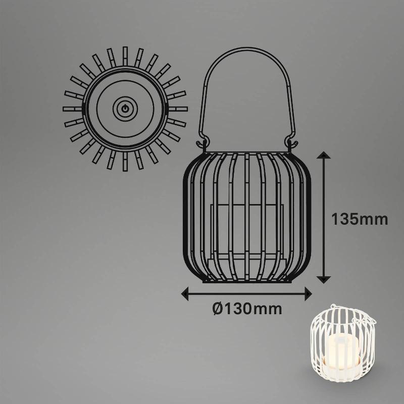 BRILONER LAMPE BATTERIE LED 7279 IP44 PANIER MÉTAL BLANC