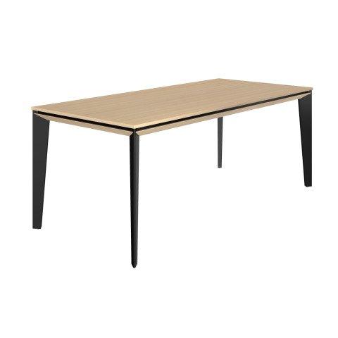 BUREAU DROIT DIRECTION ONYX L 190 CM PLATEAU CHÊNE CLAIR