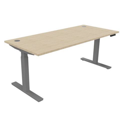 BUREAU HAUT.RÉGLABLE ÉLECTR. EVO 180X80 CM CHÊNE FIL/ALU - BURONOMIC