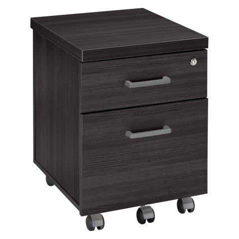 CAISSON MOBILE BOIS 2 TIROIRS NOIR ÉBÈNE SHINY