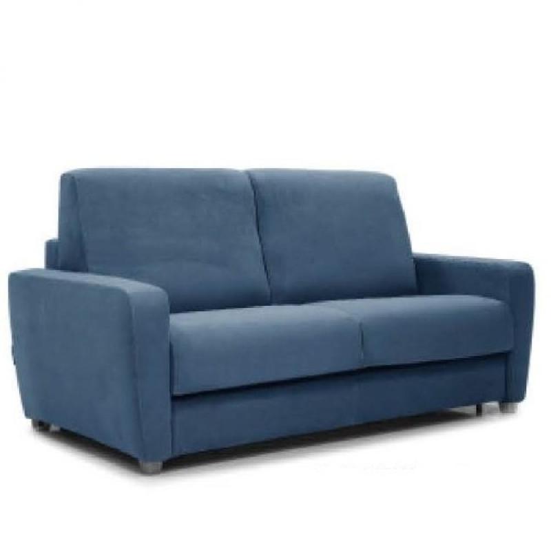 Canapé convertible express 140 cm Norma - Matelas 18 cm - Tissu bleu - Fabrication italienne_0