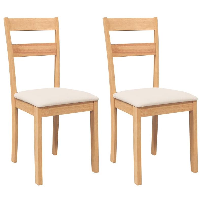 Chaises à manger coussins 2 pcs naturel bois massif caoutchouc Modèle Vega ProDesk Confort - 4102382_0